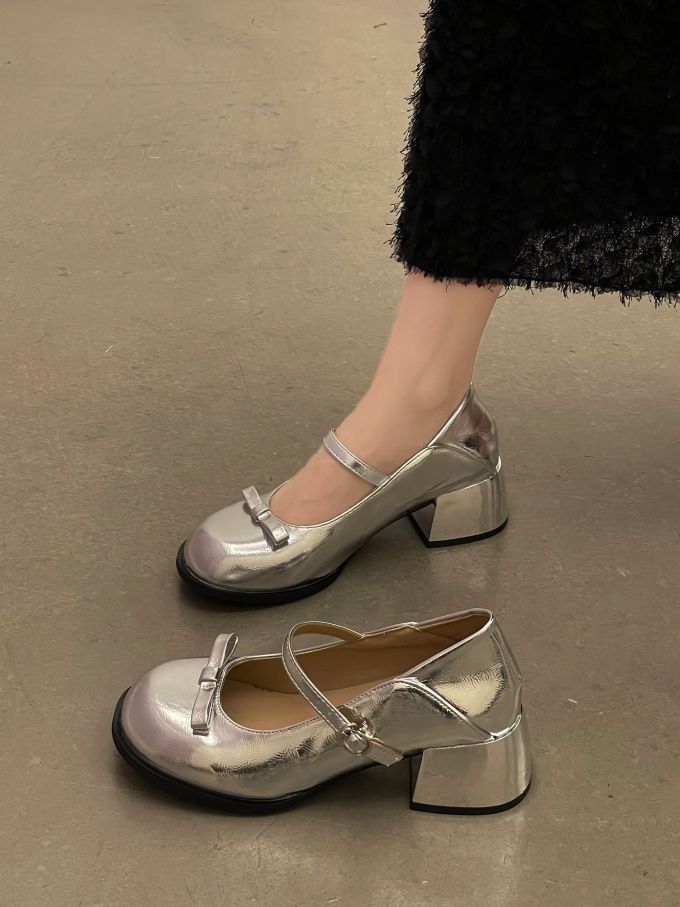 圆头 浅口鞋 皮革 