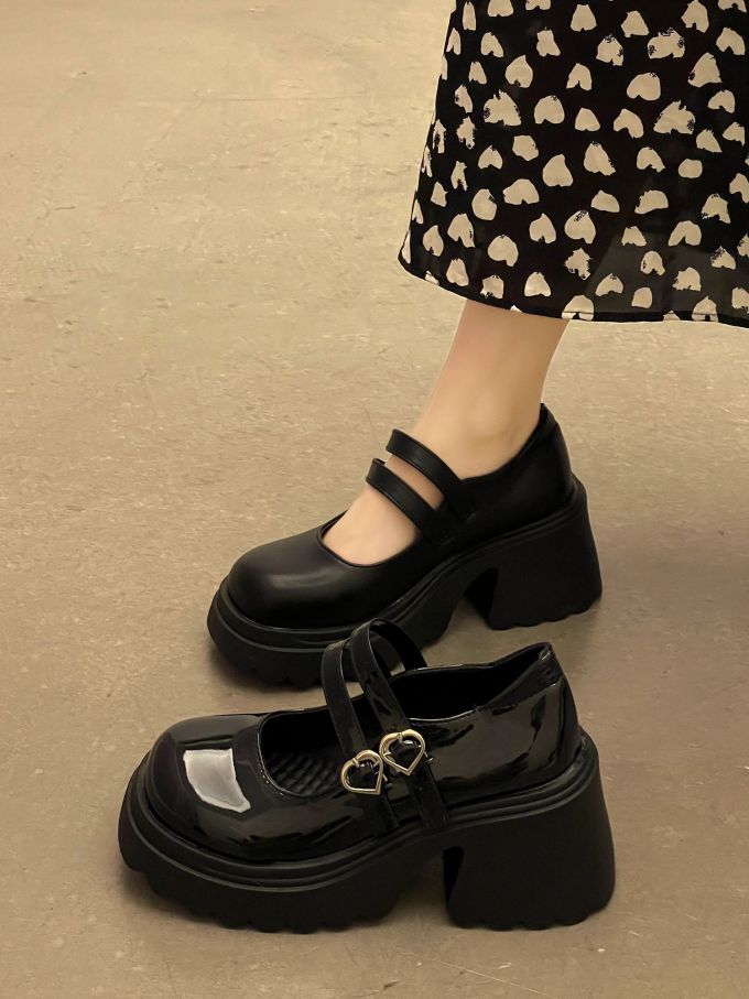 厚底 圆头 中口鞋 皮革 