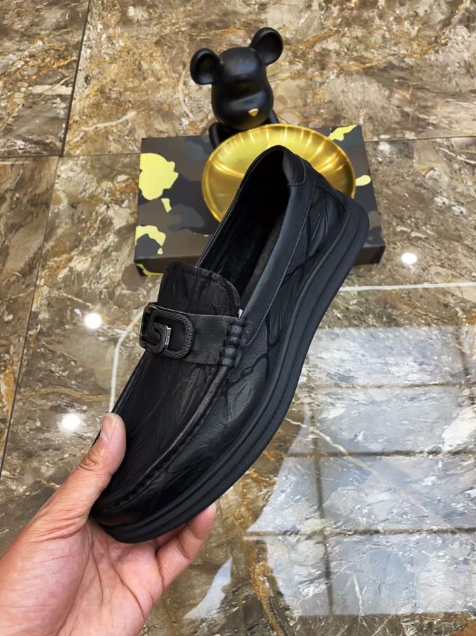 平底 圆头 低帮 一脚蹬 深口鞋 皮革 