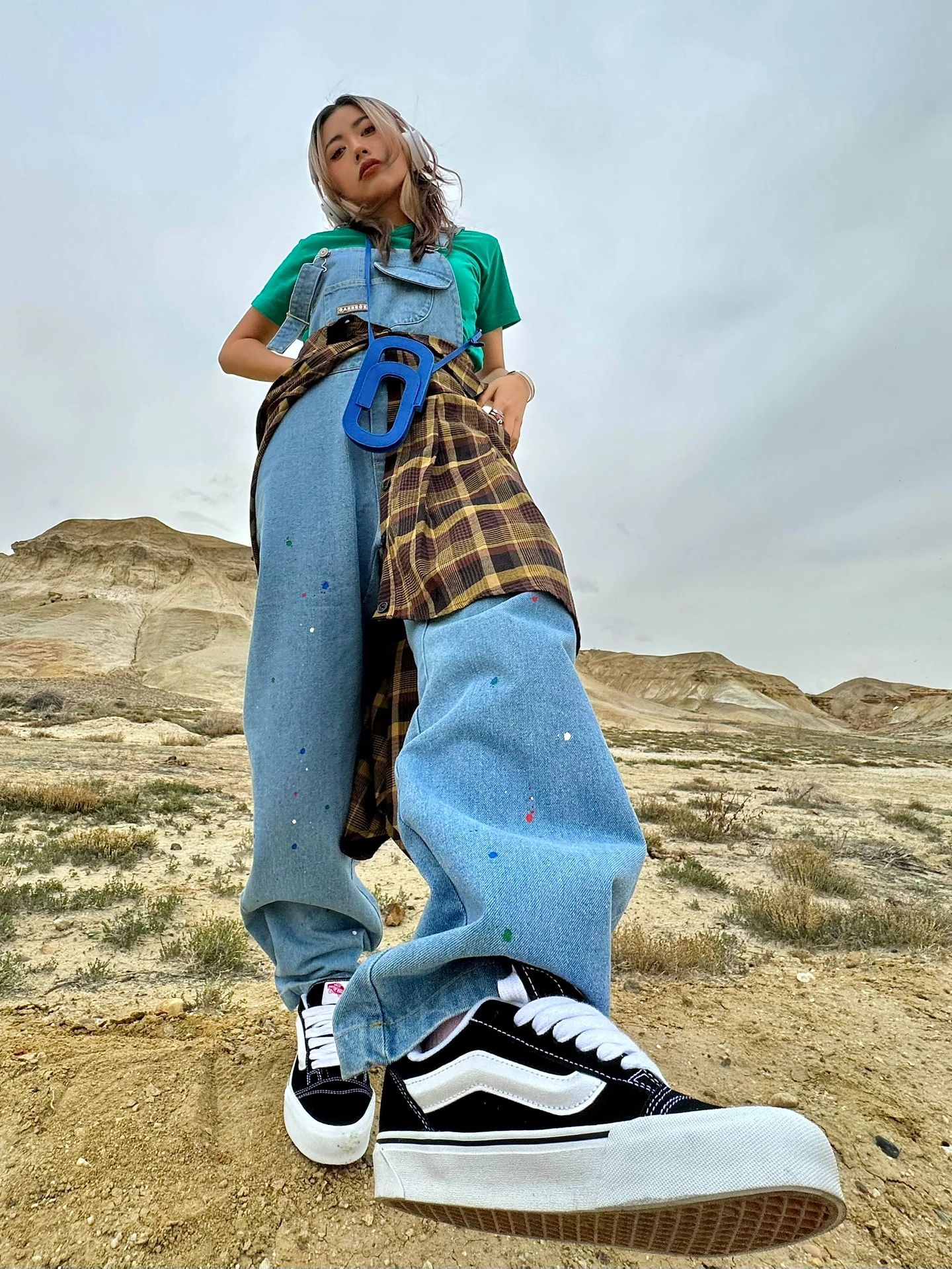 牛仔面料 格纹/菱格 洗水 空气蓝 暗灰蓝色 前卫  - VALI鞋履AI设计主图