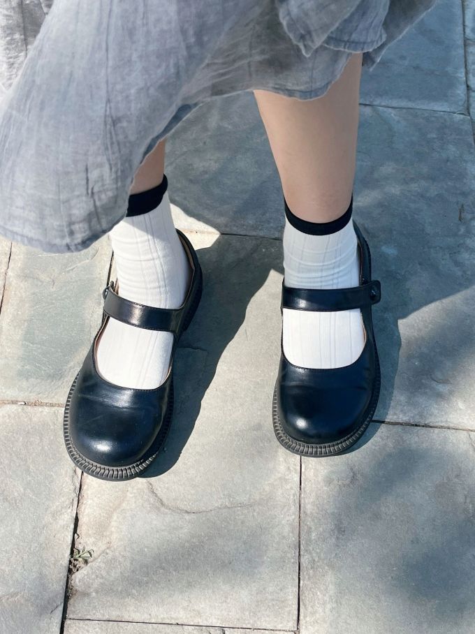 圆头 中口鞋 皮革 