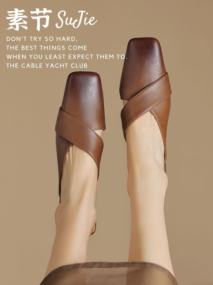 方头 低帮 中口鞋 皮革 