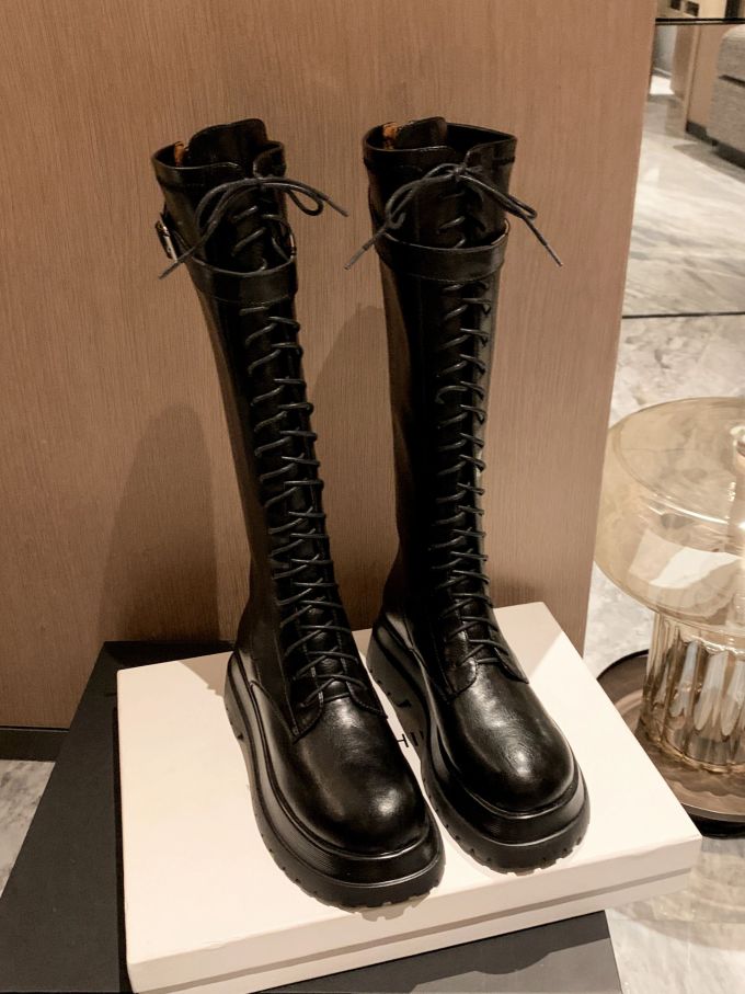 圆头 系带 皮革 