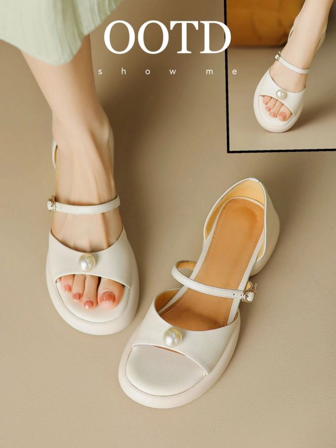 圆头 袢扣 浅口鞋 皮革 