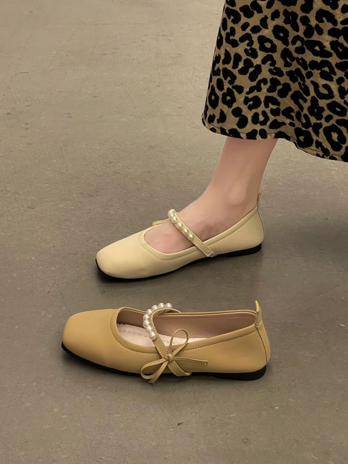 平底 中口鞋 皮革 