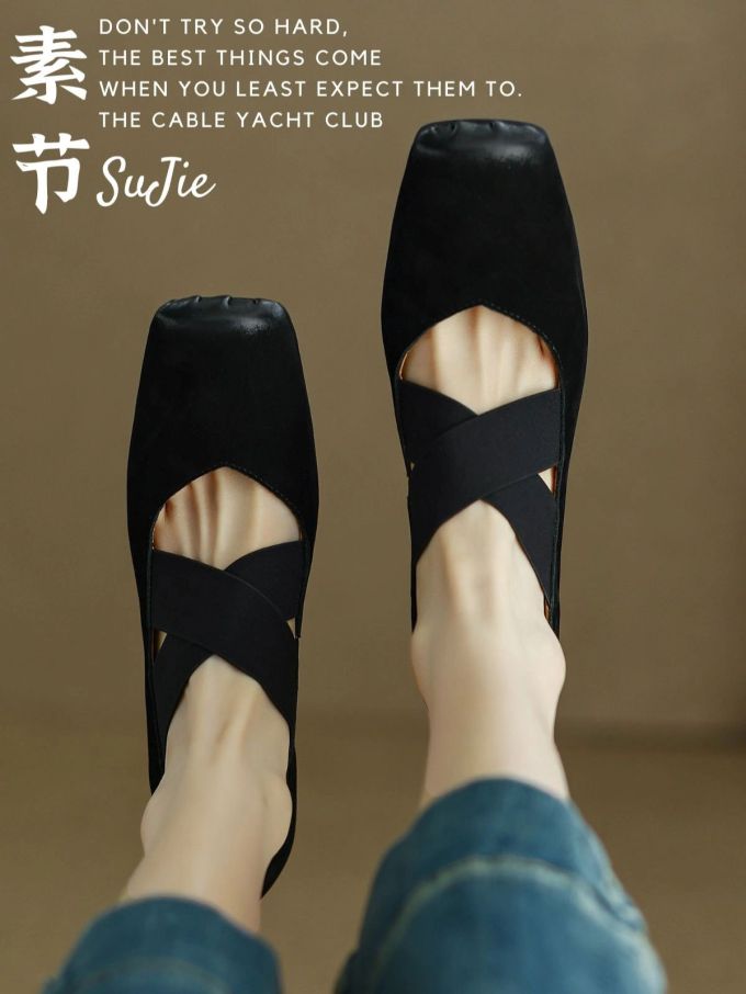 方头 松紧带 中口鞋 皮革 