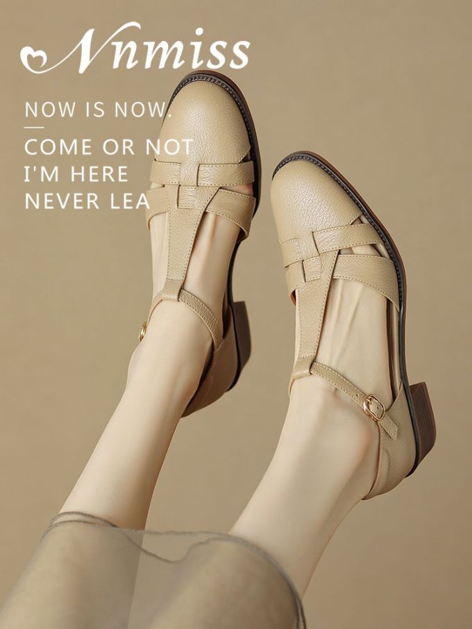 圆头 中口鞋 皮革 