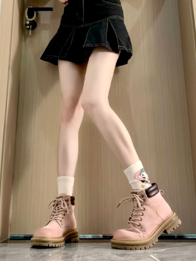 圆头 系带 皮革 