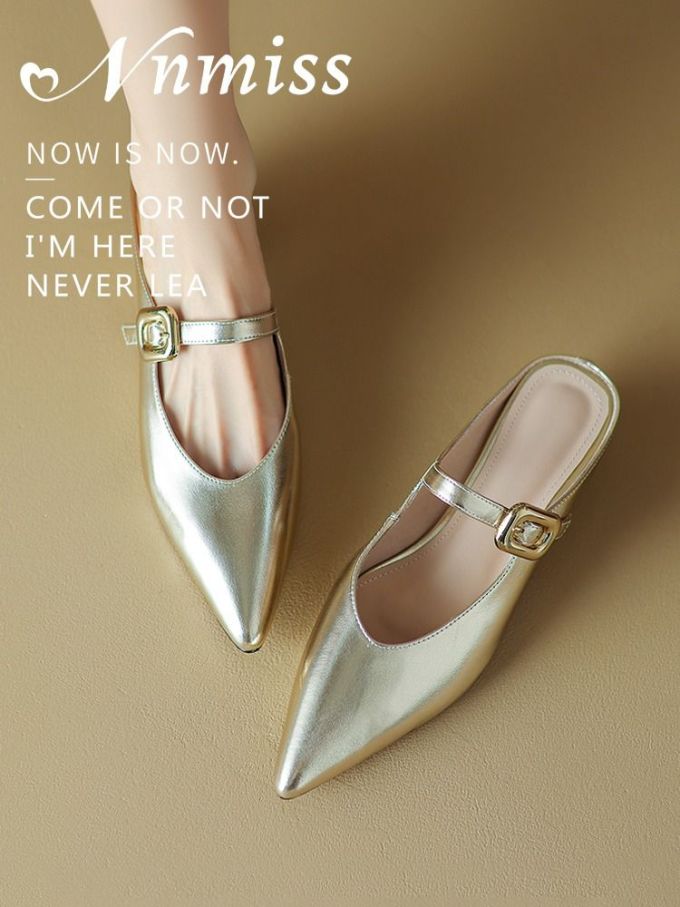 尖头 袢扣 中口鞋 皮革 