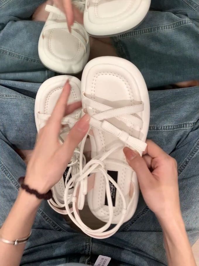 无帮 系带 魔术贴 皮革 