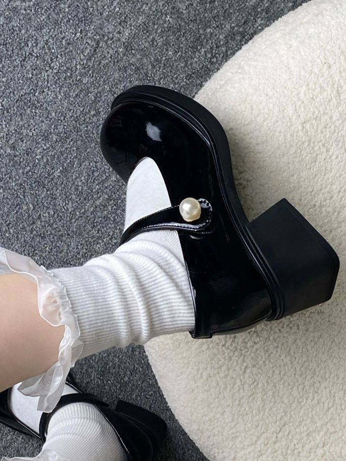 圆头 中口鞋 皮革 