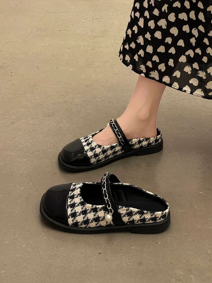 平底 圆头 中口鞋 魔术贴 