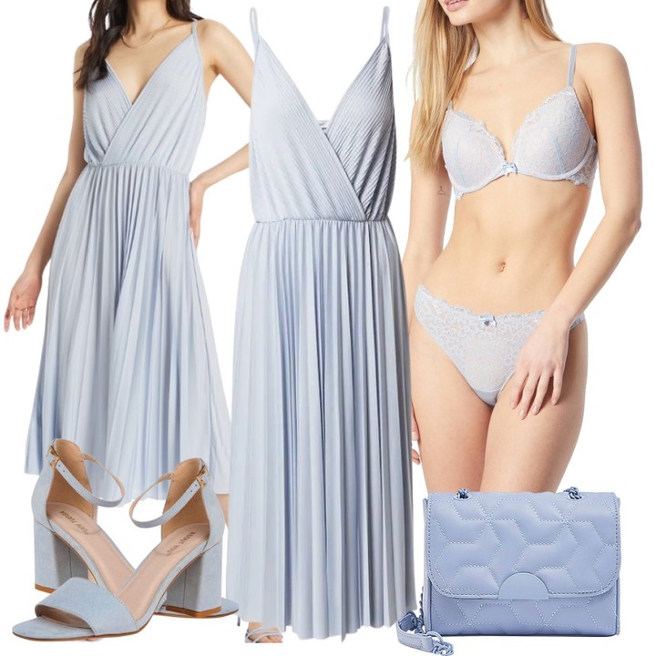 雪纺 A型 V领 抽褶 灰丁香色 黎明灰 度假风  - VALI鞋履AI设计主图