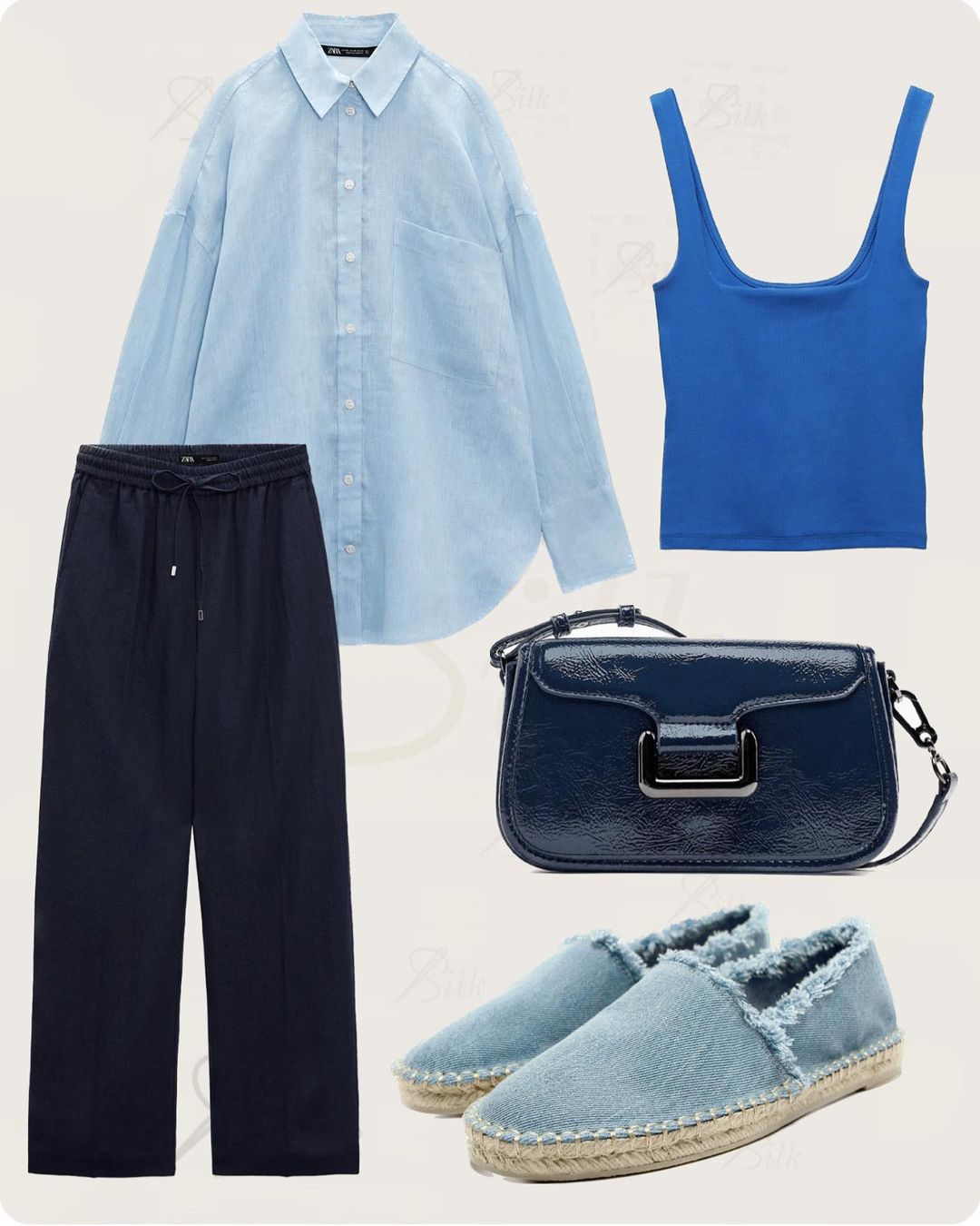 棉麻 H型 衬衫领 天使瀑布色 冰水 基础扣饰  - VALI鞋履AI设计主图