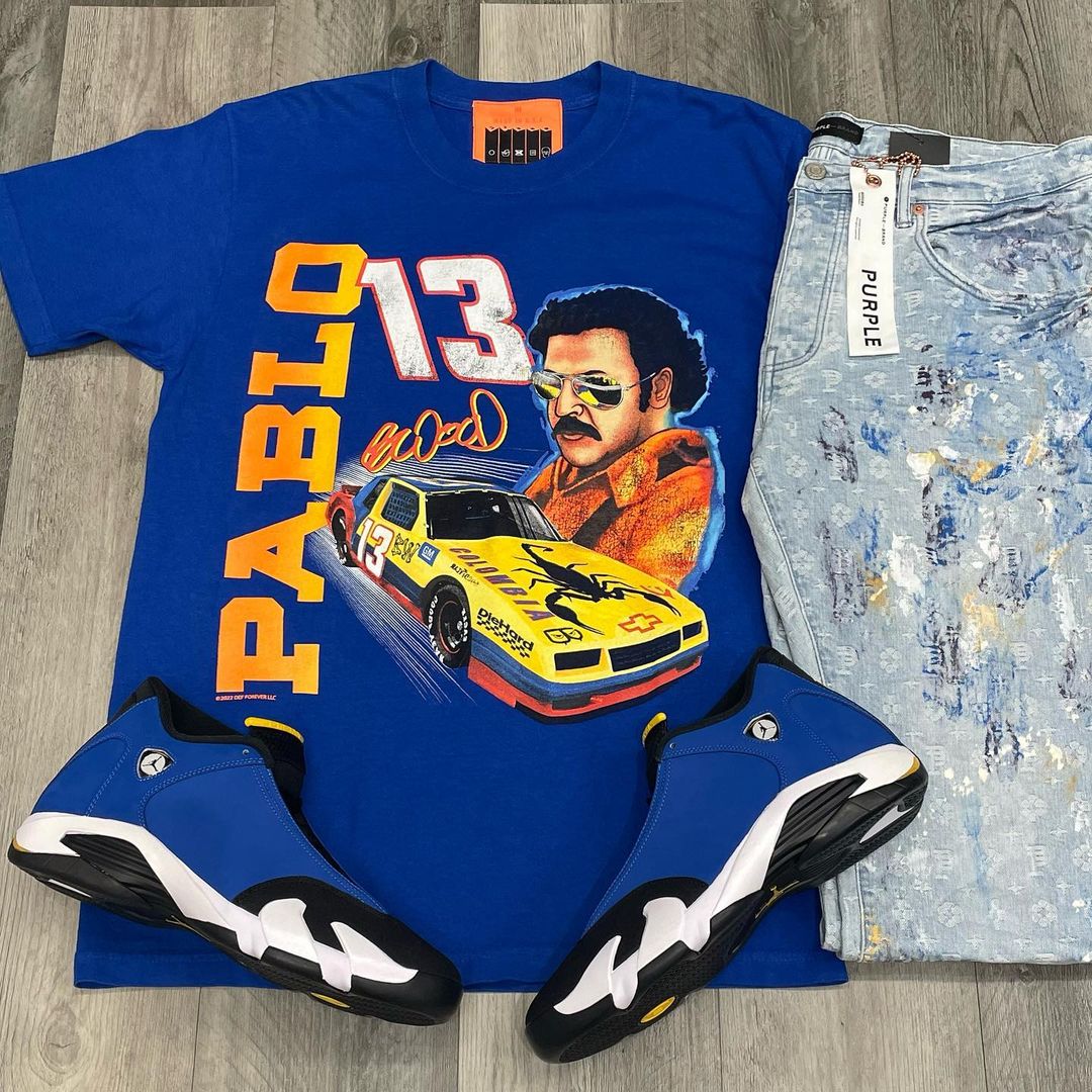 针织面料 圆形领 文字图案 印花 青金石蓝  - VALI鞋履AI设计主图