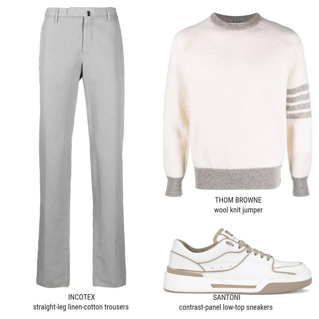 毛纺 H型 圆形领 撞色/渐变 边缘装饰 细针 香雪球色  - VALI鞋履AI设计主图