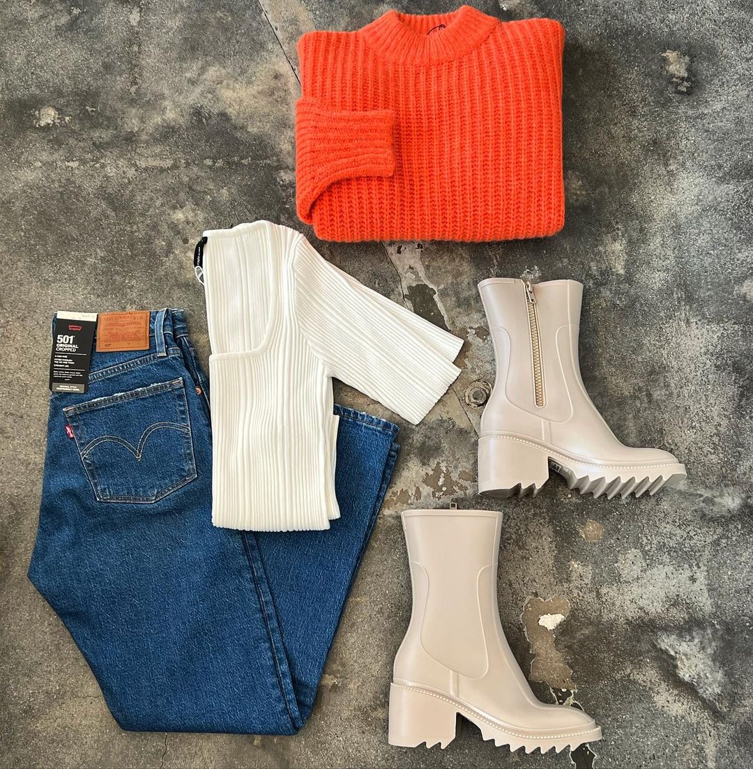 毛纺 H型 立领 粗针 细针 针织螺纹 提花-绞花 火焰红  - VALI鞋履AI设计主图