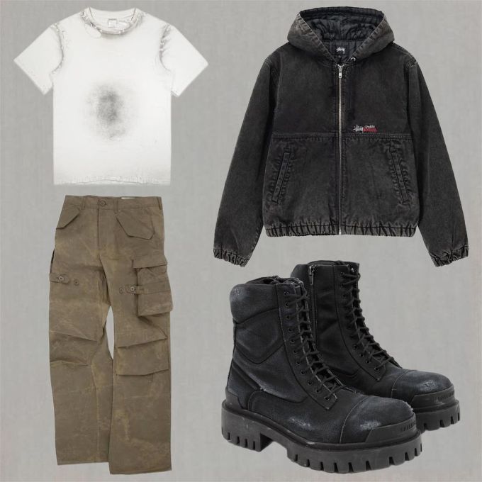 牛仔面料 H型 连帽领 洗水 踢踏舞鞋色 基础拉链 