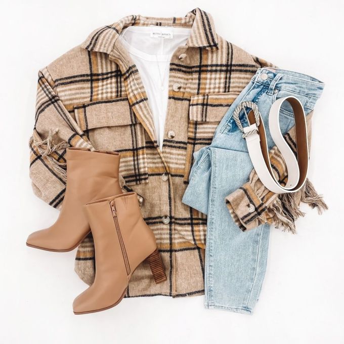 衬衫领 格纹/菱格 拼接 沙暴色 棕灰褐色 基础扣饰 