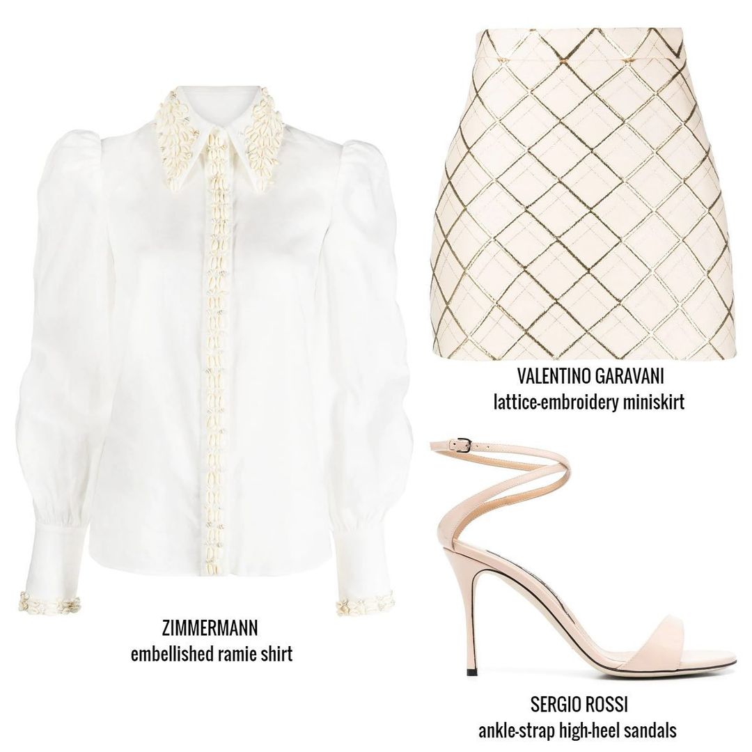 雪纺 O型 衬衫领 抽褶 亮白色 云白  - VALI鞋履AI设计主图