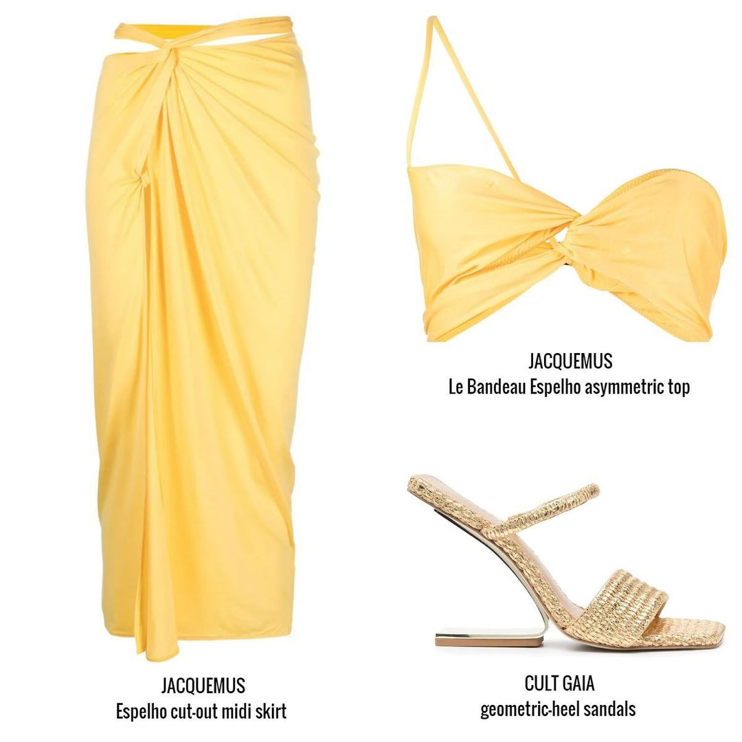 雪纺 不对称 打结-扭结 爆米花黄 金鱼草色 基础绳带  - VALI鞋履AI设计主图