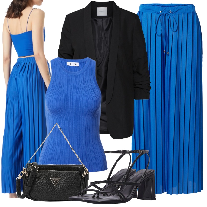 雪纺 A型 撞色/渐变 打结-扭结 褶裥 拼接 帝王蓝 潜水蓝 基础绳带  - VALI鞋履AI设计主图