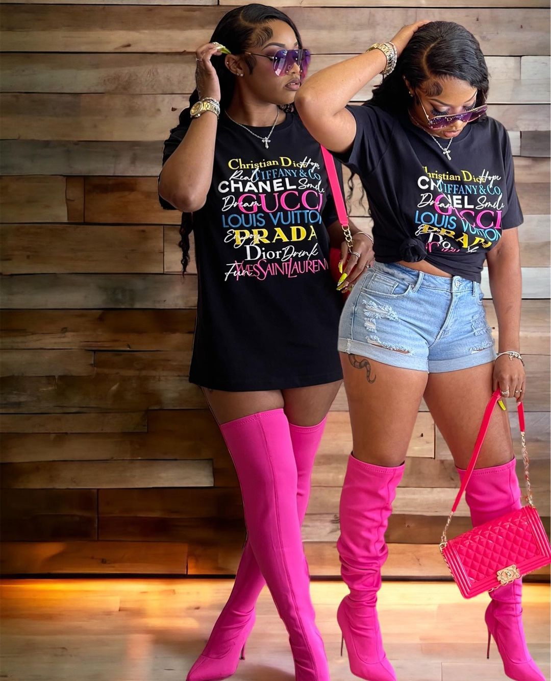 针织面料 H型 圆形领 文字图案 印花 夜蓝色  - VALI鞋履AI设计主图