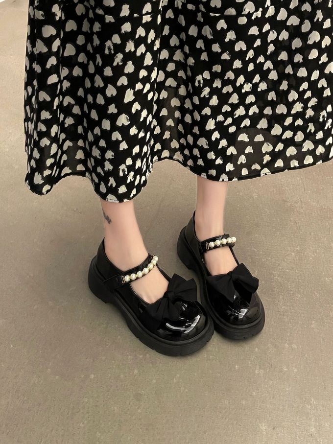 圆头 中口鞋 皮革 