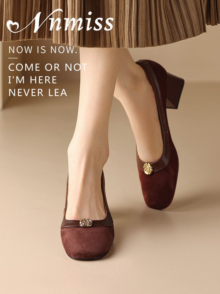 中跟 粗跟 方头 低帮 一脚蹬 浅口鞋 皮革  - VALI鞋履AI设计主图