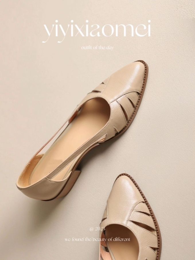 尖头 低帮 一脚蹬 浅口鞋 皮革 