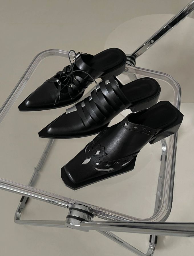 尖头 无帮 皮革 