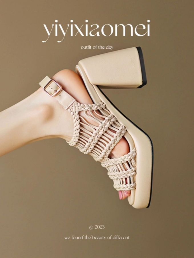 高跟 粗跟 无帮 袢扣 