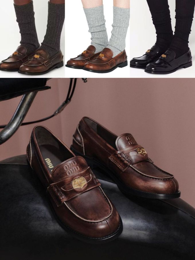 圆头 低帮 一脚蹬 深口鞋 皮革 