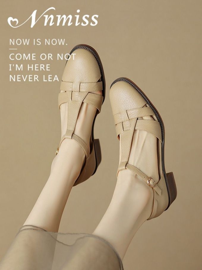 圆头 中口鞋 皮革 