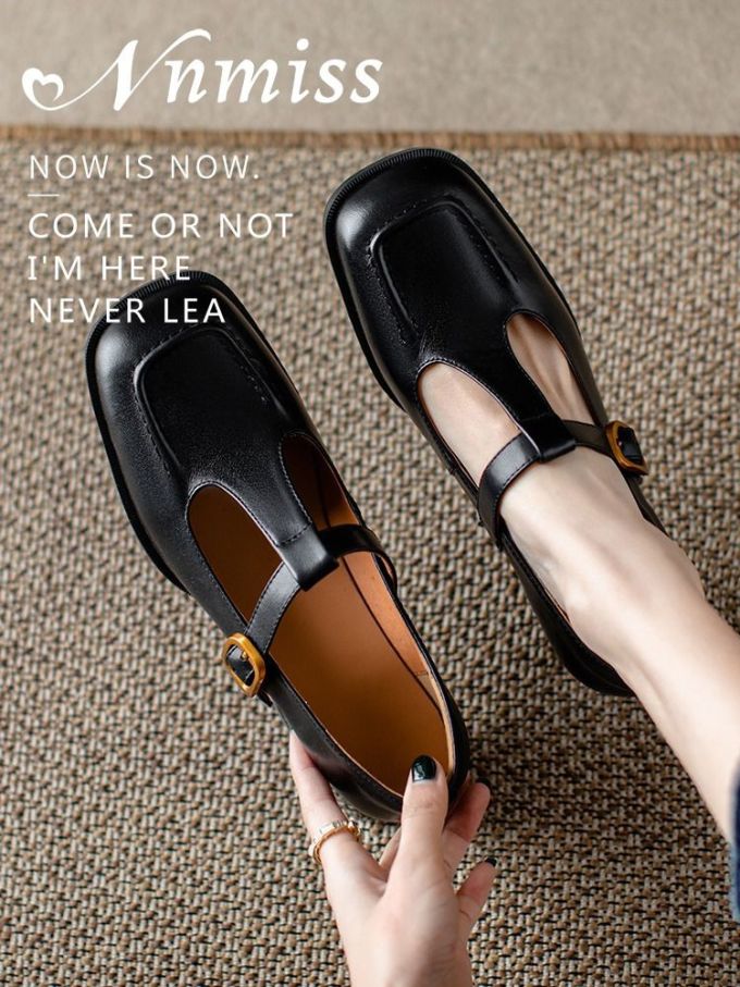 方头 袢扣 中口鞋 皮革 