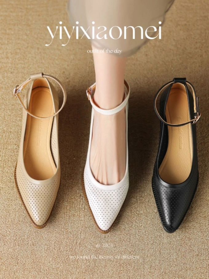 尖头 低帮 浅口鞋 皮革 