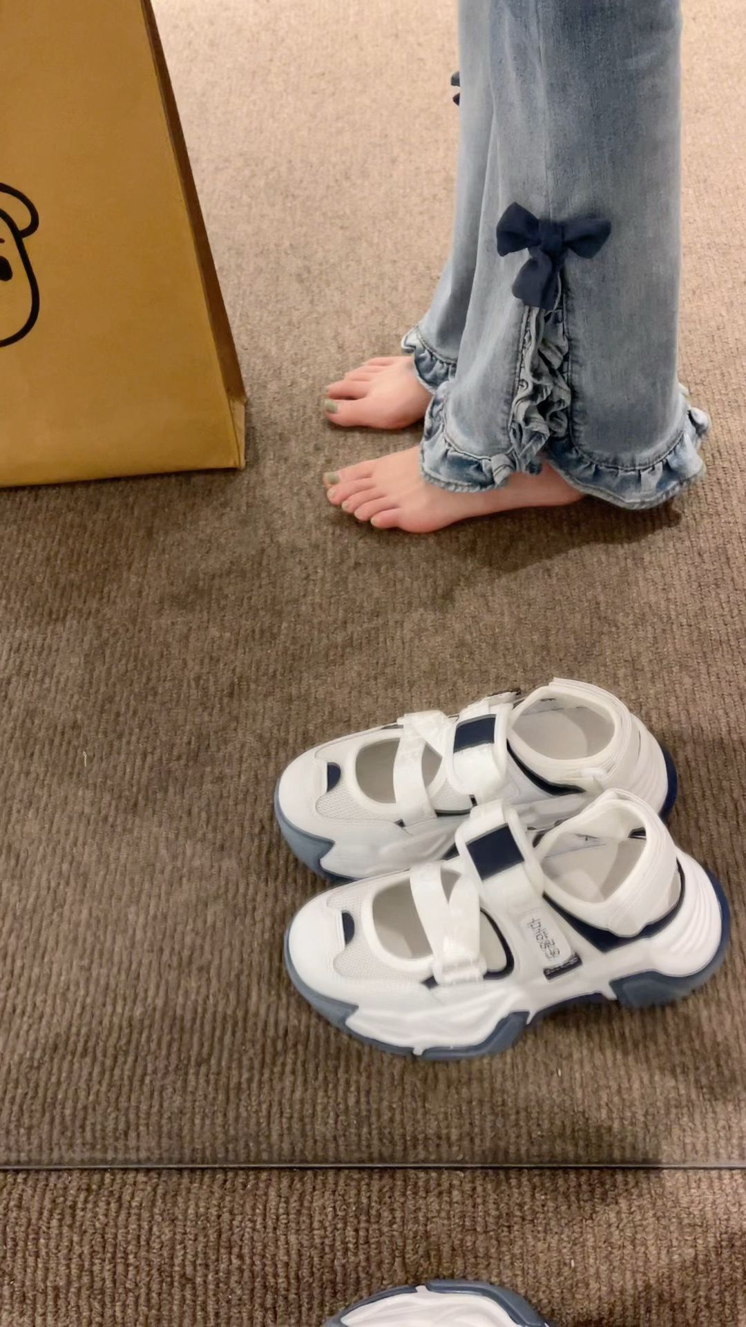 牛仔面料 H型 打结-扭结 洗水 钢灰色 暗岩灰 装饰绳带  - VALI鞋履AI设计主图