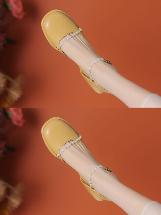 圆头 浅口鞋 皮革 