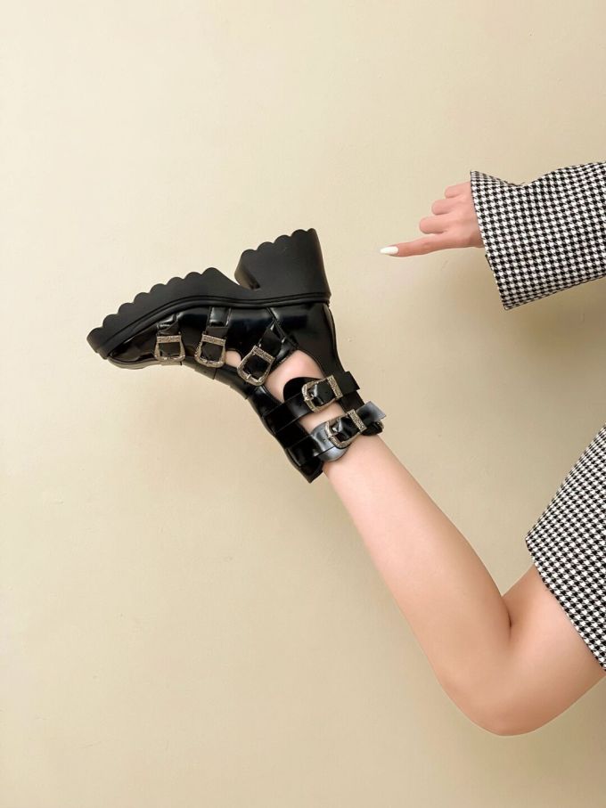 圆头 袢扣 皮革 