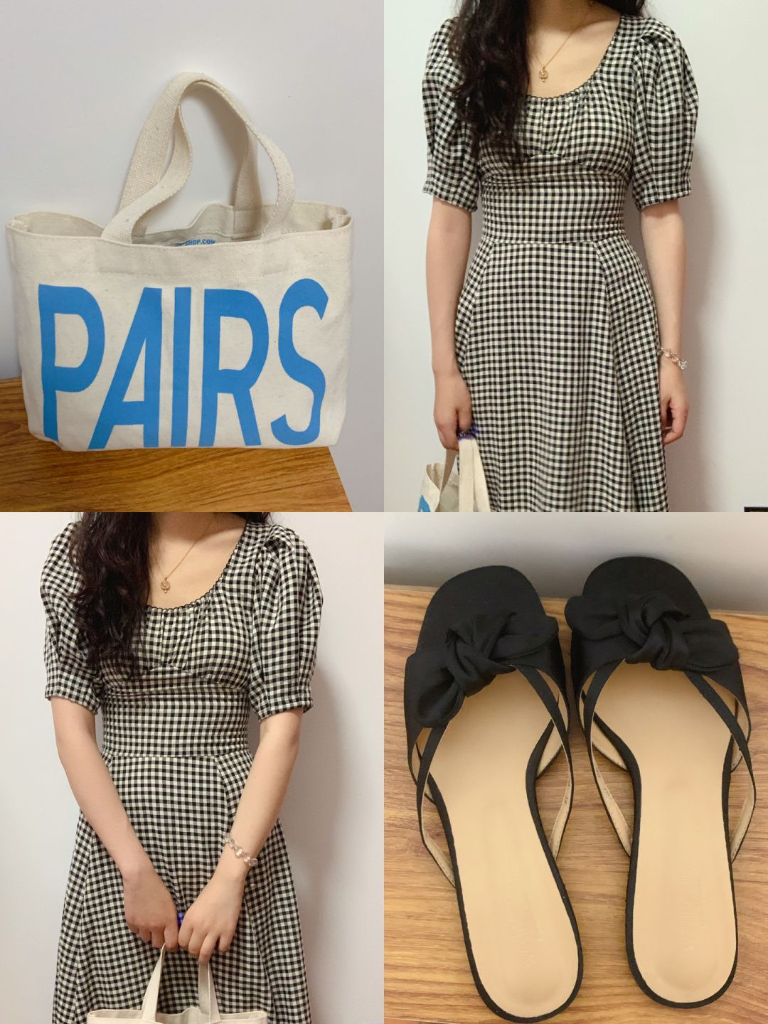 棉麻 X型 方形领 格纹/菱格 暗土褐色 岩石灰色 巧克力棕色  - VALI鞋履AI设计主图