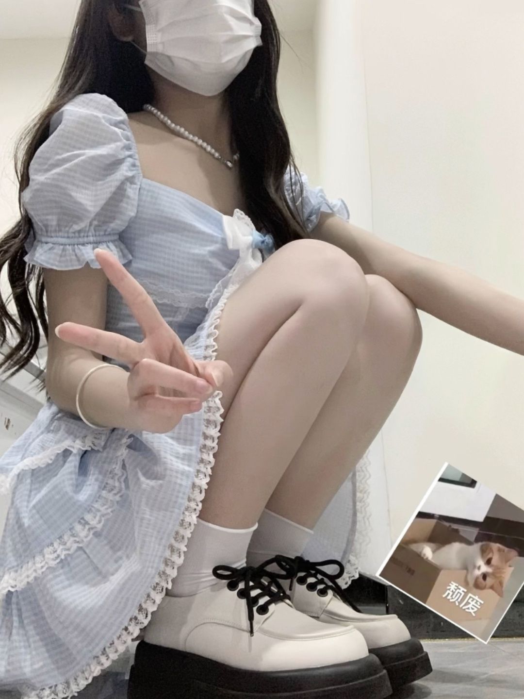 棉麻 截短型 抽褶 荷叶边 海鸥灰色 银丝色 性感  - VALI鞋履AI设计主图