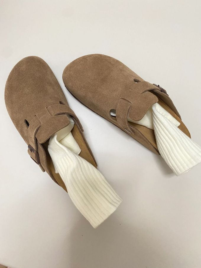 无帮 松紧带 皮革 