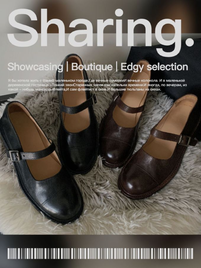 圆头 袢扣 中口鞋 皮革 