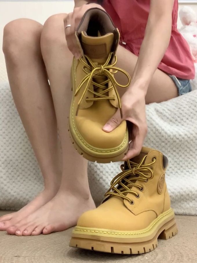 圆头 系带 皮革 