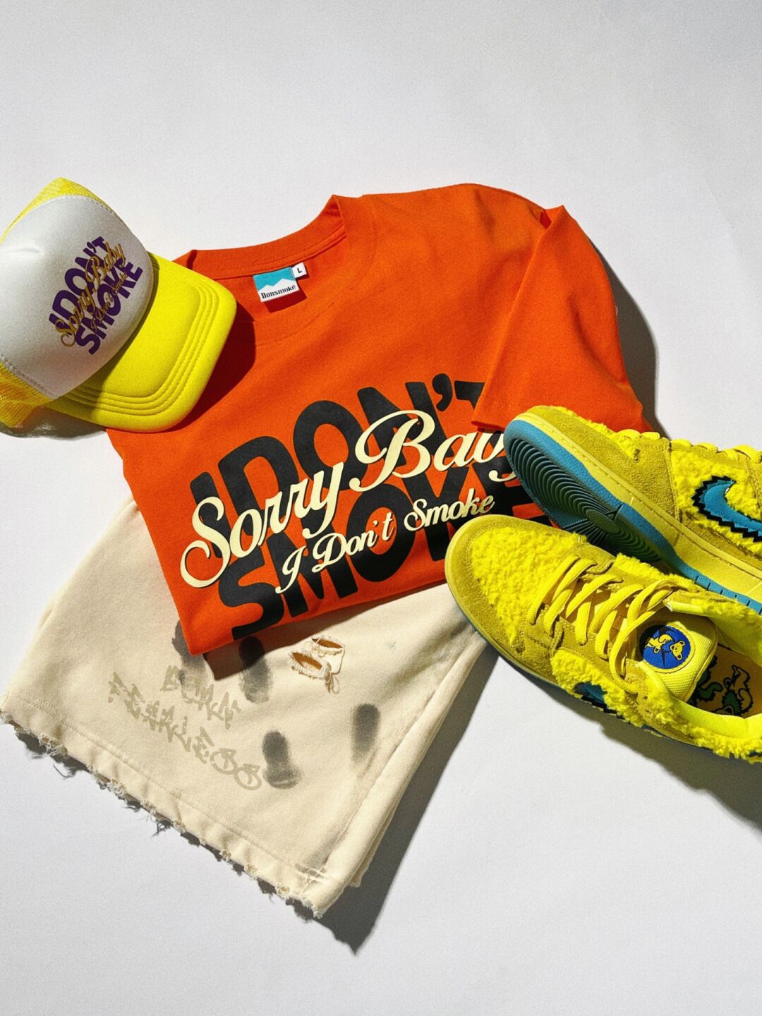 针织面料 圆形领 文字图案 印花 棒冰橙 亮橙色 松香色  - VALI鞋履AI设计主图