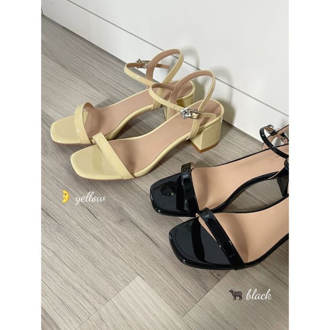 中跟 粗跟 无帮 袢扣 皮革 