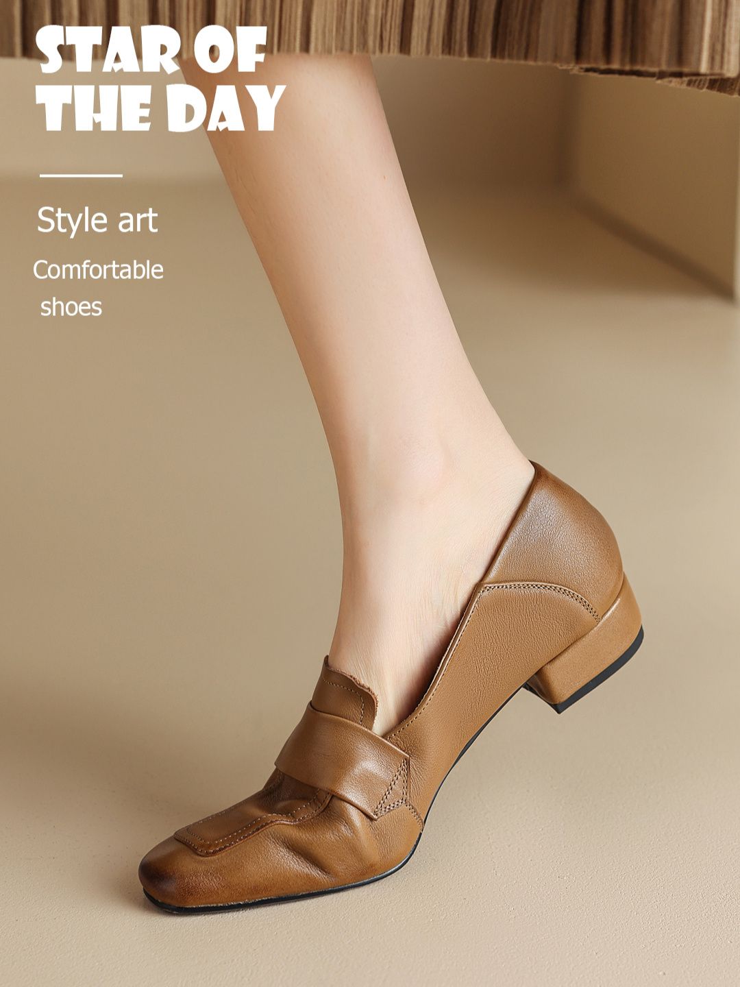 方头 低帮 中口鞋 皮革  - VALI鞋履AI设计主图