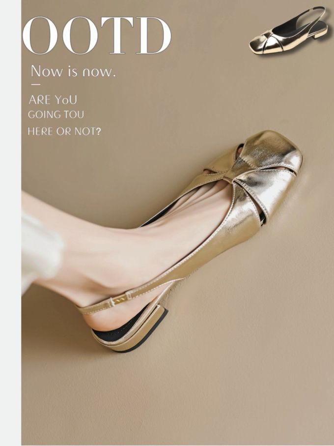 低跟 粗跟 无帮 皮革 