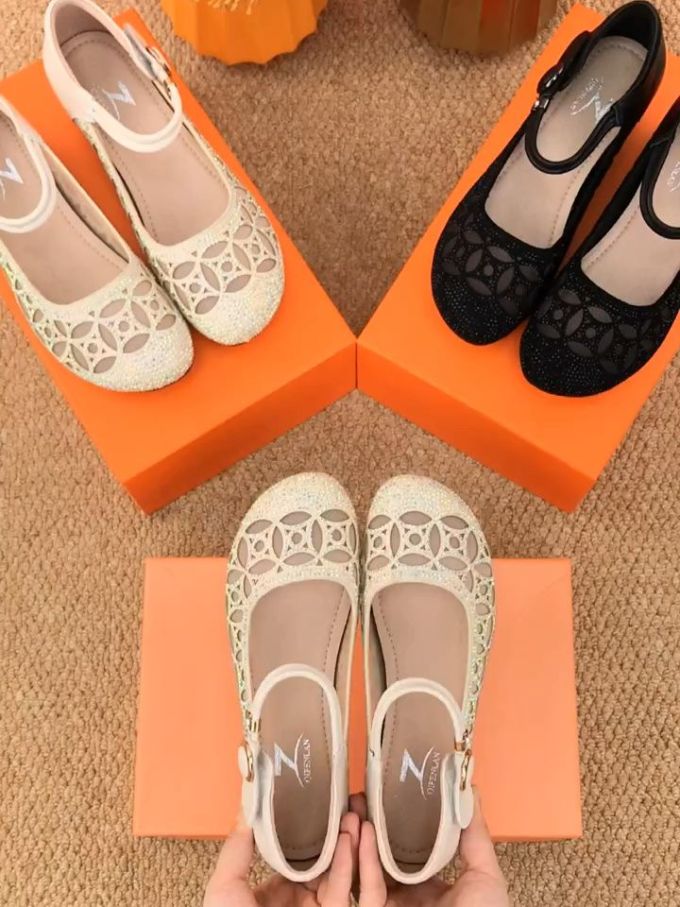 圆头 中口鞋 蕾丝 