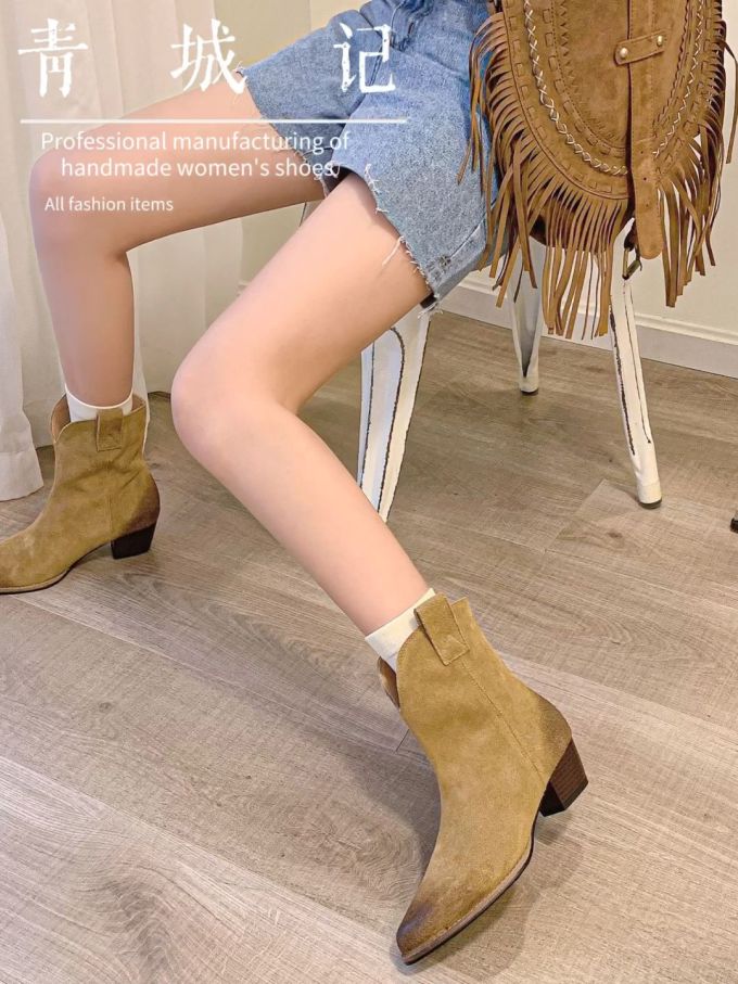 中跟 粗跟 皮革 